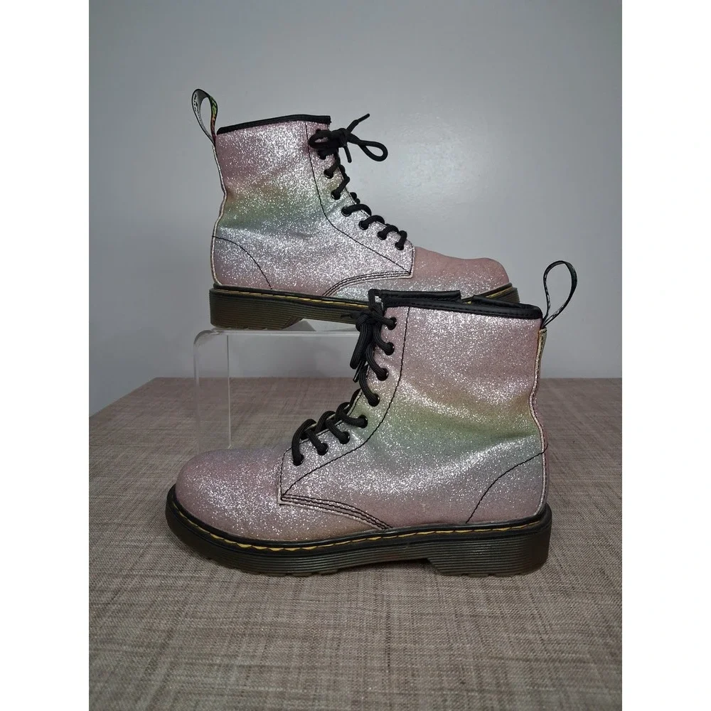 Dr. Martens 1460 Glitter J Rainbow Ombre Combat Boots Kids US 4 Pink Green AW004